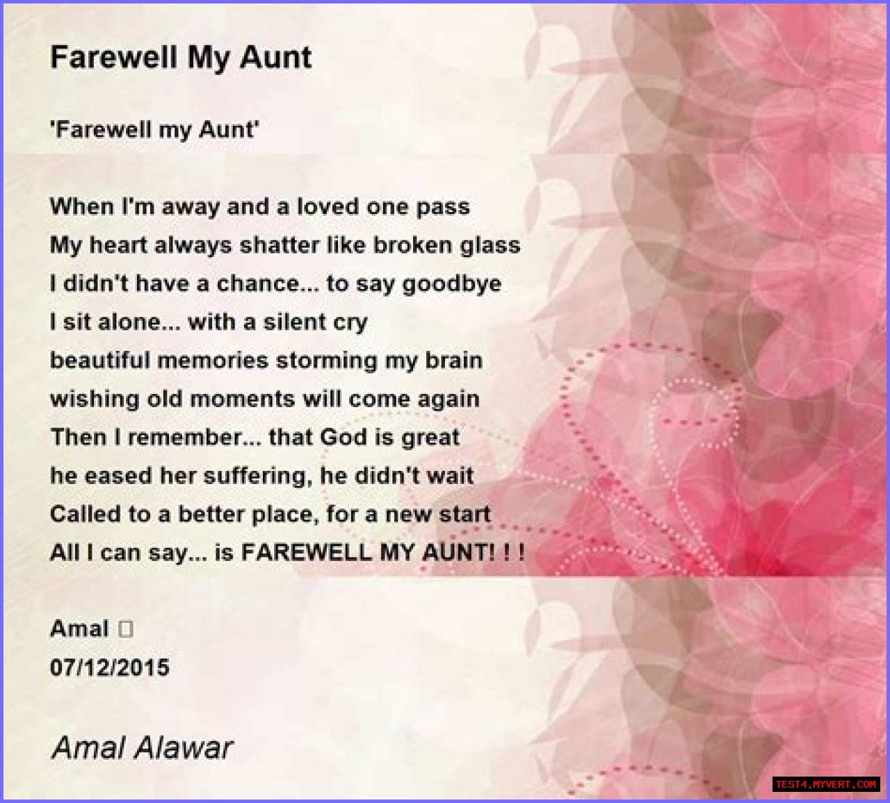 Farewell Message To My Aunt Who Passed Away